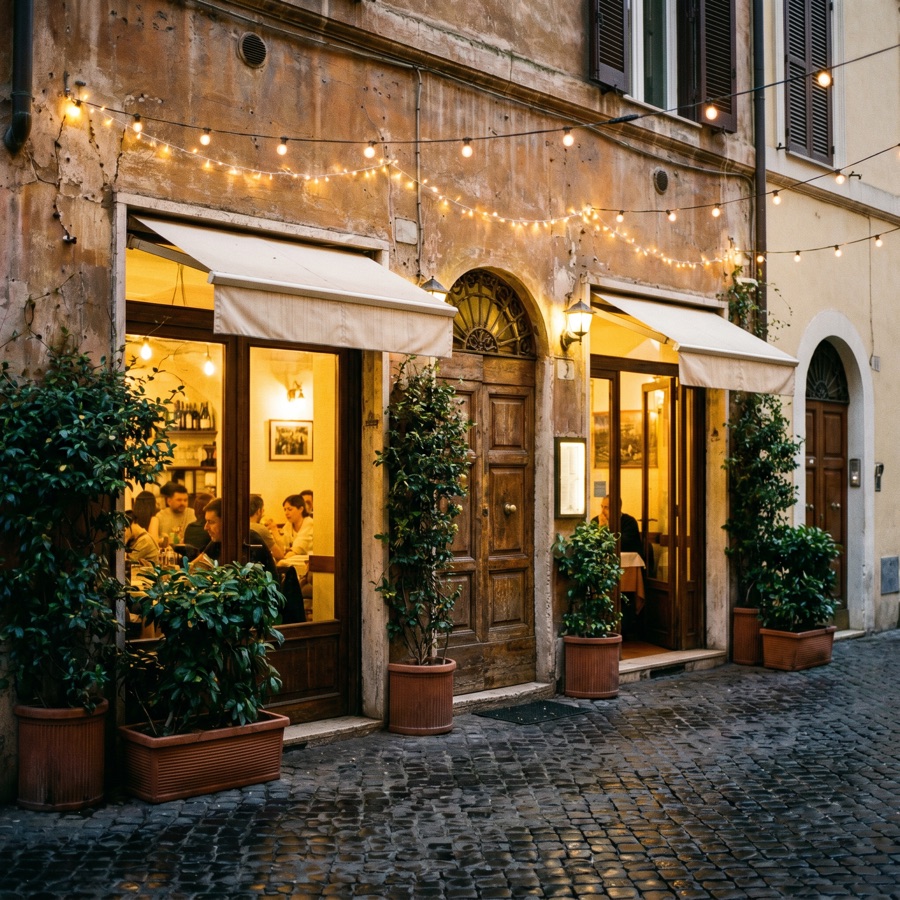 หน้าร้าน Casa Basilico ยามเย็น